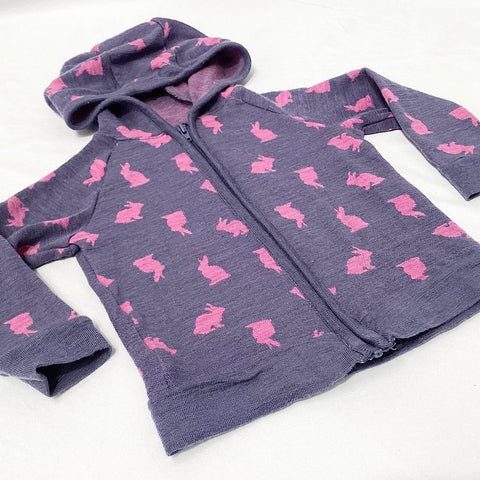 Teeny Weeny Merino hoodie size 6-9 months (bunnies)